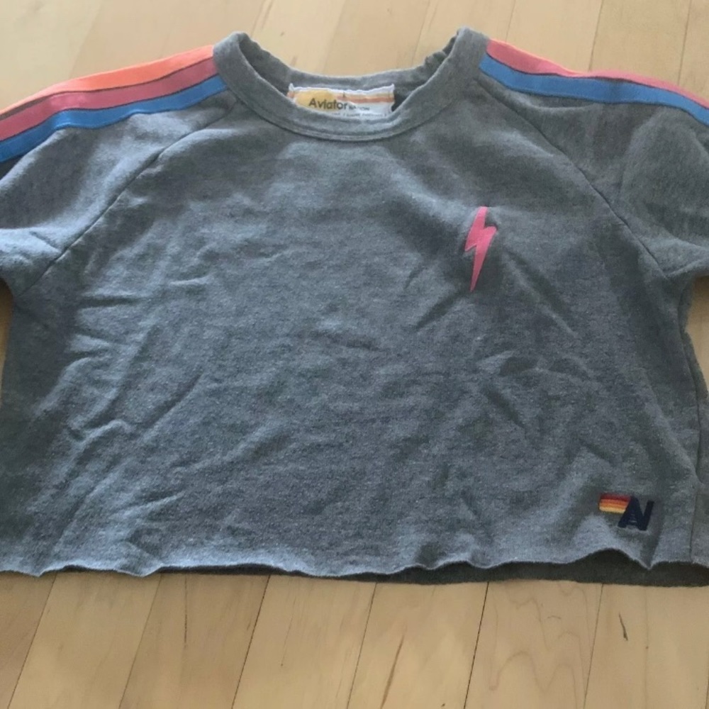 Aviator Nation Neon Cropped Crew Neck